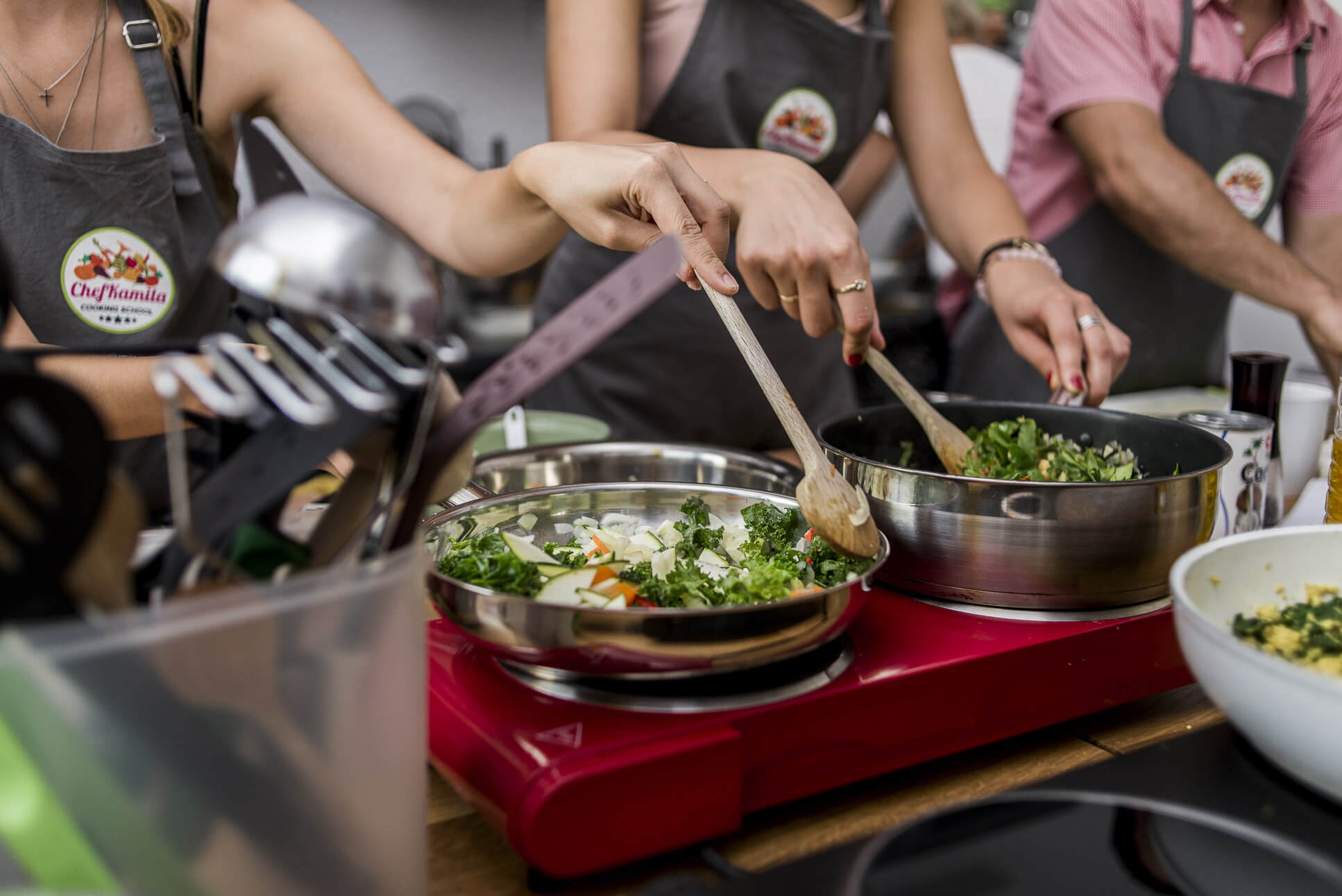 Students presenting dishes